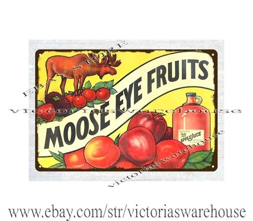 Moose Eye Fruits metal tin sign garage decorating ideas