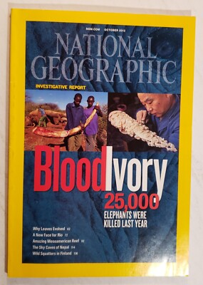 National Geographic October 2012 Blood Ivory Elephant Sky Cave Nepal Finland