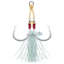  10 Pcs Double Jigging Assist Hooks Saltwater Jigging Hooks Carbon Steel