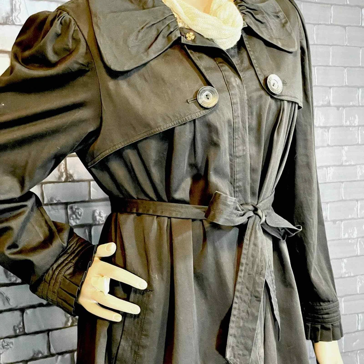 Black coat with tie on sale belt