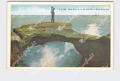 PPC Postcard CA California Santa Cruz Arch Rock Along The Cliff Drive ...