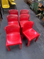 6er Set rote 4875 Stühle von CARLO BARTOLI für KARTELL | used I 70er