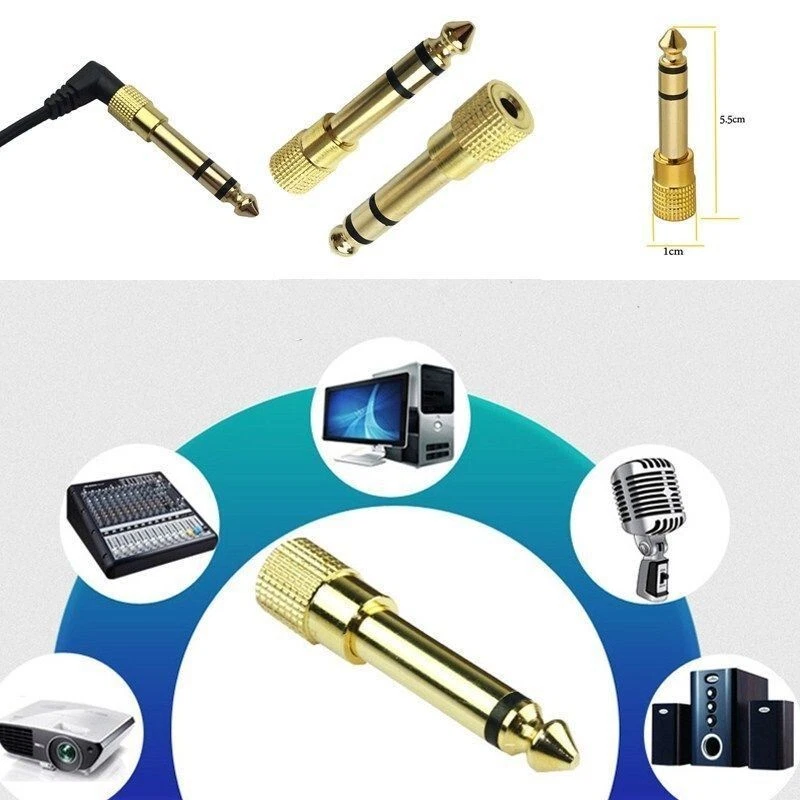 3.5mm Socket to 6.5mm male Jack Plug Audio Stereo Adaptor Gold Headphone Adapter - Image 2 of 4