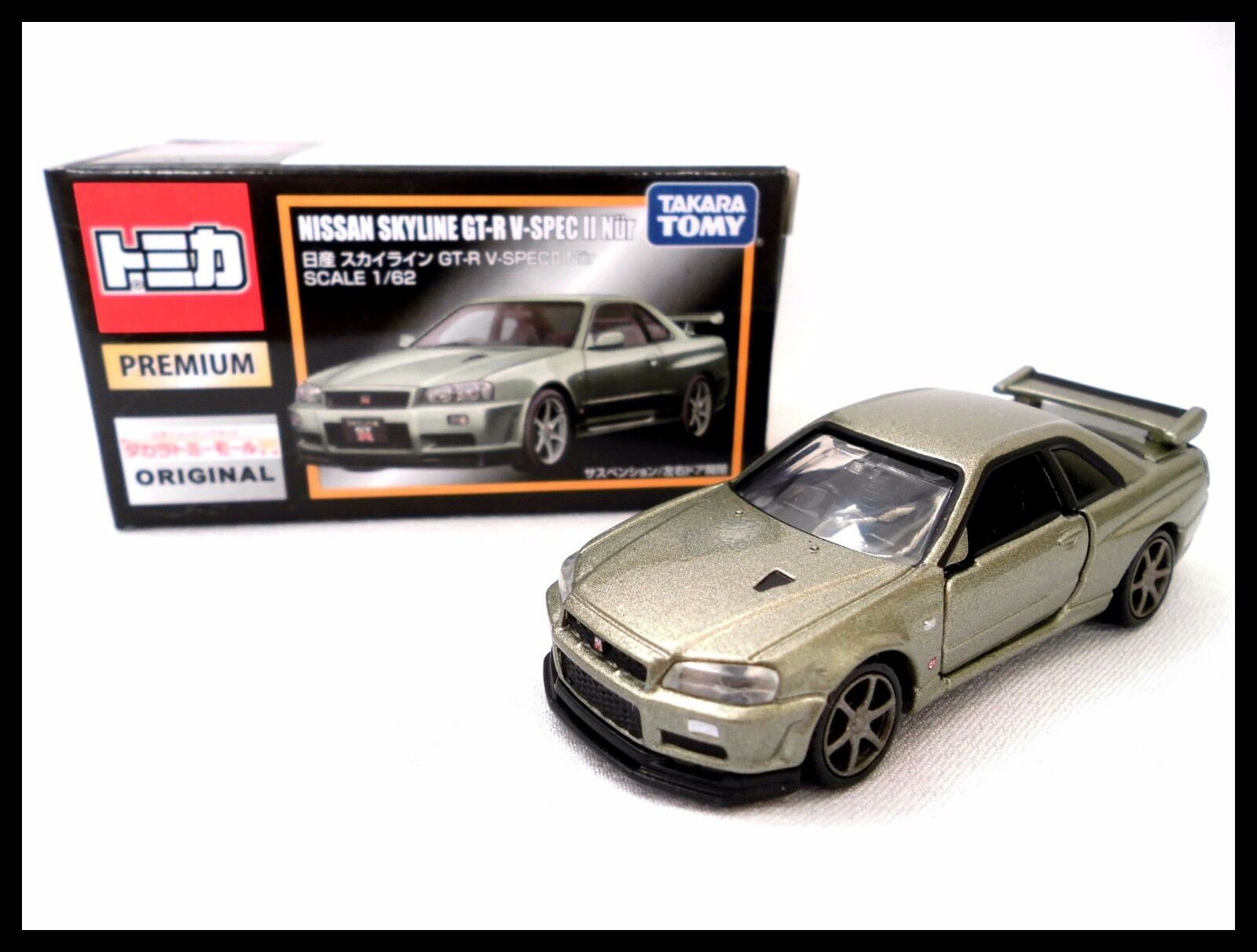 TOMICA PREMIUM ORIGINAL NISSAN SKYLINE R34 GT-R V-SPEC II Nur 1/62 TOMY  DIECAST