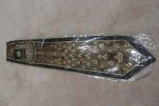 Georgio Cosani Neck Tie Silk Brown Gold Abstract Floral  Handkerchief