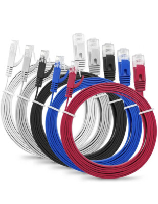 Multi Kabel SLIM FLACH 1m Cat6 RJ45 Ethernet Netzwerk Patch LAN Kabel - Multi C...