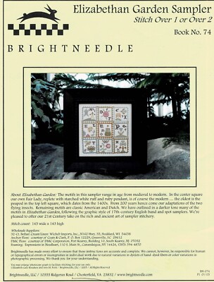 ELIZABETHAN GARDEN SAMPLER-CROSS STITCH WITH LINEN & SOME THREADS-BRIGHTNEEDLE