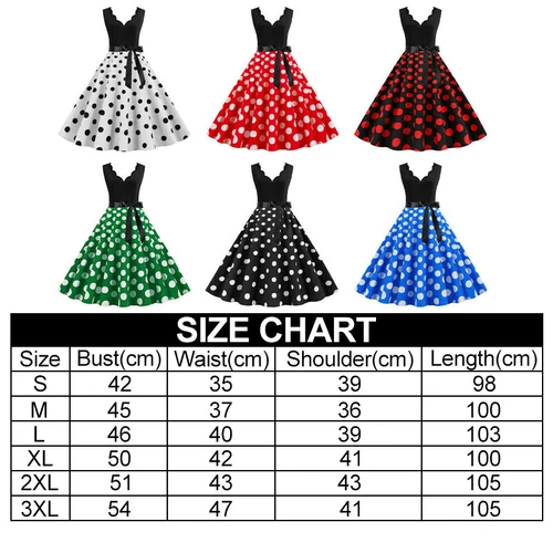 Retro Women Polka Dot 50s,60s Rockabilly Cocktail Party Swing Housewife Dress UK - Picture 62 of 62