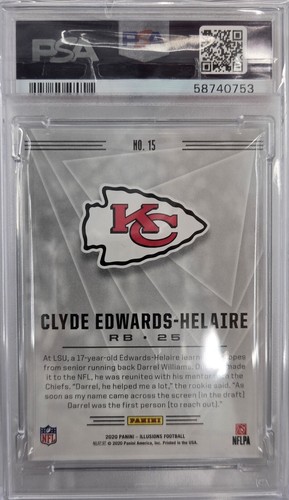 2020 Illusions Trophy Collection Light Blue /199 Edwards-Helaire Rookie psa 10 - Foto 2 di 2