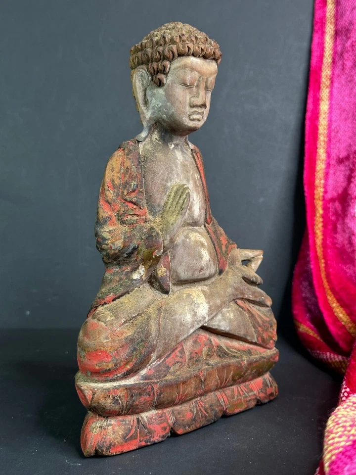 Old Balinese Carved Wooden Chinese Figure Cira 1950's …beautiful collection and - image 3 of 4