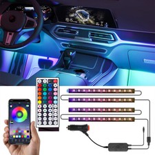 4x Rgb 72 Led Car Interior Floor Atmosphere Neon Light Strips Bluetooth App