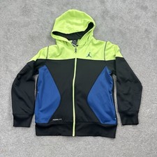 Jordan Nike Therma Fit Youth Zip Up Hooded Sweatshirt Size Large Black Blue