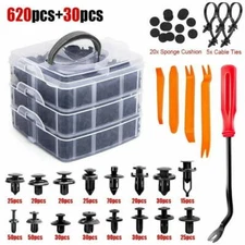 650Pcs Car Retainer Auto Fasteners Push Trim Plastic Clips Pin Rivet Bumper Kit