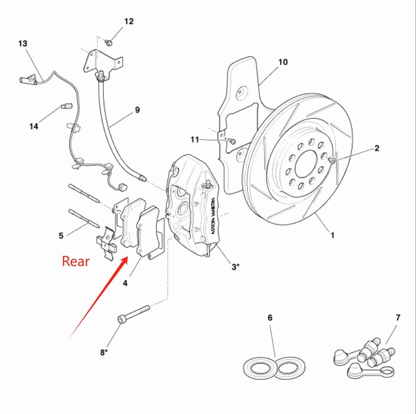 2pcs Genuine Fraont & Rear Brake Pad Kit fit Aston Martin BD9, + FREE SENSOR