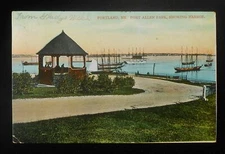 1907 RARE POSTMARK Fort Allen Park Harbor WESTBROOK CUMBERLAND MILLS Portland ME