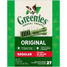 GREENIES Original Dog Dental Treats 27 Count Fresh Breath Oral Care Chews