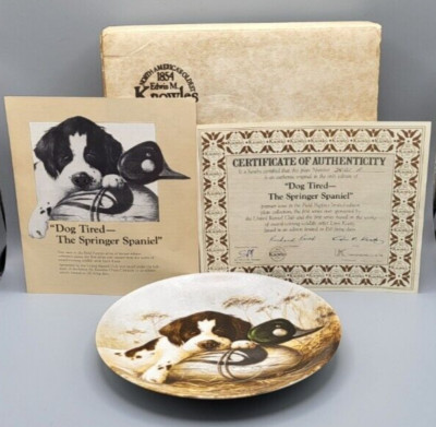 Knowles Dekoteller - Hund müde - Der Springer Spaniel - Box und COA