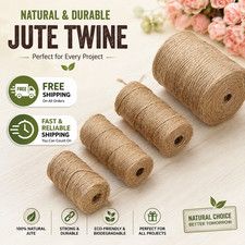 Jute Twine String Hemp Rope - 984 Feet 2mm 3ply Natural Burlap Cord Roll