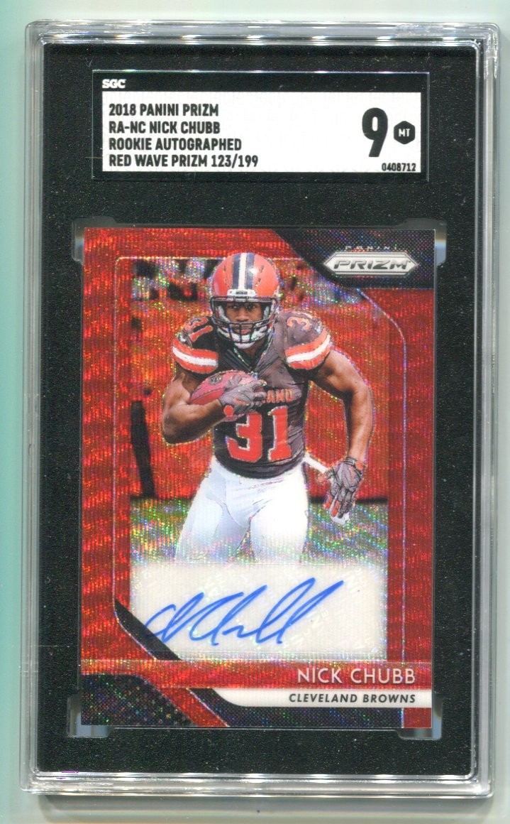 2018 Panini Prizm - Rookie Autographs Nick Chubb #RA-NC Red Wave