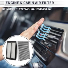Engine Cabin Air Filter Combo No.272774BU0A for Nissan Rogue 2.0L 2.5L 2014-2020