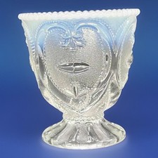 Dugan Glass Company Victor Jeweled Heart Sugar Bowl No Lid Flint Opalescent EAPG