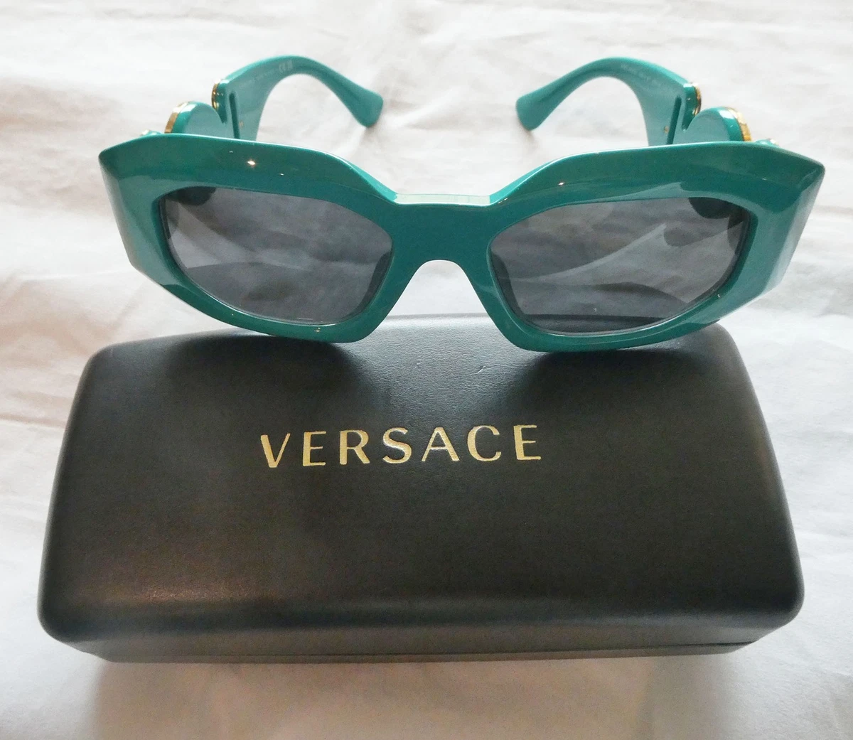 Versace 0VE4425U 53687 Full Rim Turquoise Rectangle Sunglasses Versace VE4425U XL (53 - 18) with Grey lenses and White  main image 2