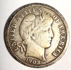 1903 Barber Silver Dime 90% 10C VG detail