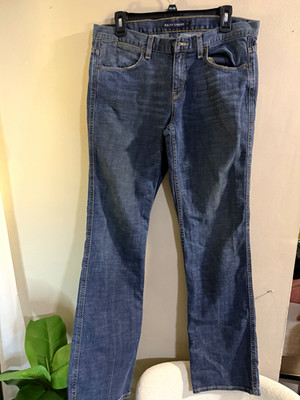 Ralph Lauren Blue Denim Jeans 32W Straight Leg Mid Rise Medium Wash 5-Pocket