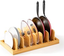 Bamboo Pot Lid Organizer Pot Lid Holder, Pot and Pan Organizer Drawer Organizer