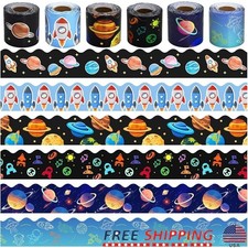 Colorful Classroom Decorative Borders Scalloped Trim Bulletin Board Set 6 Rolls