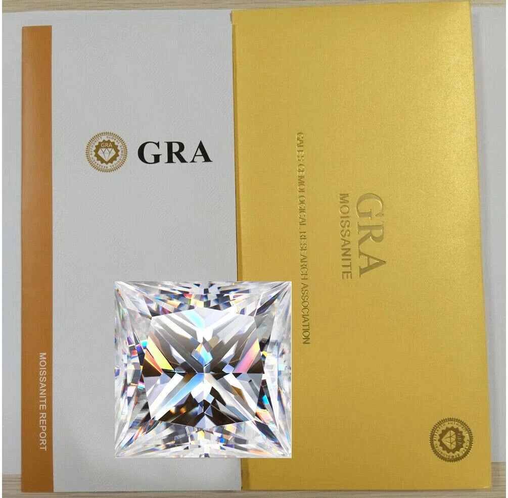 GRA Certified Loose Moissanite Princess Square Cut Stones D VVS1 All Sizes