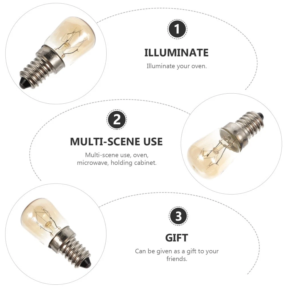 3 Pcs Heat Resistant Appliance Light Bulb Oven Lamp Halogen E14 25 W