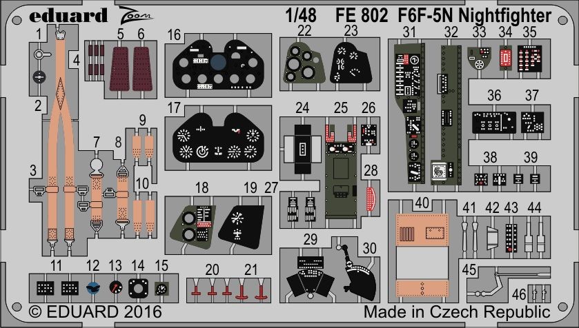 Eduard Accessories Fe802 - 1:48 F6F-5N Nightfighter For - Edging Kit - New