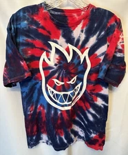 Spitfire Size Medium Logo Skateboard Short Sleeve T-Shirt Tie Dye Red Blue