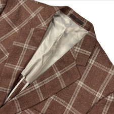 Custom Bespoke Men's Vitale Barberis Wool Tweed 2-Button Blazer Brown   44R