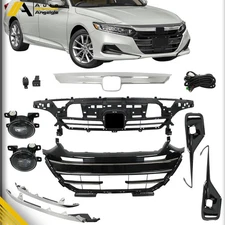 Front Grilles W/Chrome Trim Cover Fog Light Set Fit For HONDA Accord 2021-2023