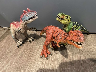 T-rex And 2 Others Green Black Adventure Force Dinosaur Toys 10'' Long