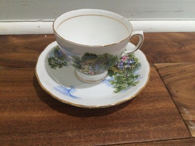 Royal Vale - Cottage in the Forest - Bone China England - Tea Cup + Saucer