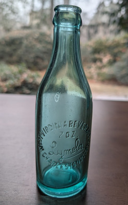 VINTAGE Sea Blue Lymola, West Virginia Beverage Co, Charleston WV, Script Bottle