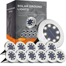 12 Pack Solar Lights Outdoor Waterproof Garden Landscape Patio Pathway Cold Whit