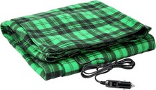 Stalwart 12 Volt Heated Blanket For Car Truck Suv Rv Green Plaid