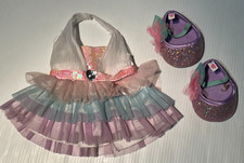 BUILD A BEAR HALTER DRESS SHOES Pastel Tulle Heart Gem Shimmer BAB BABW