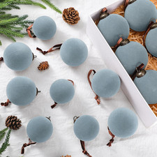 18-Piece Velvet Christmas Ball Ornaments Set in Gray Blue for Tree Decoration