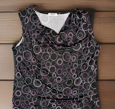 Vtg 90s Y2K  2X Black Purple Draped Cowl Neck Sleeveless Top Camisole Career
