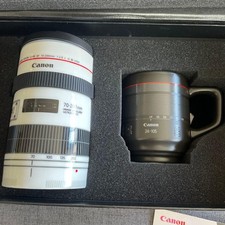   Canon lens-shaped mug tumbler coaster set