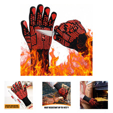 Heat Resistant BBQ Gloves Silicone Grip Oven Mitts Up to 1472 F Cooking Baking