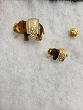 Vtg nos gold tone resin Elephant combo Pins