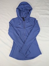 Spyder Active Womens Small Blue Full Zip Hoodie Jacket Thumbholes Stretch Sharp
