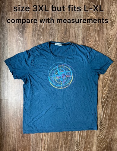 Stone Island, Vintage Stone Island Compass Logo T-Shirt Blue Rare Design