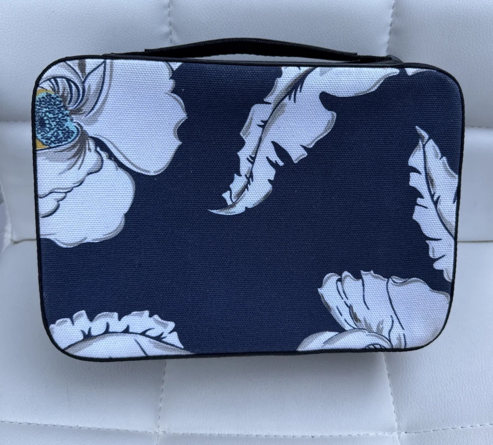 Jack Spade Poppy Floral Zip Around Toiletry Cosmetic Case Pouch Lunch Box Canvas - Image 4 of 4